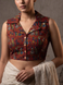 Stretchable Printed Collared Blouse